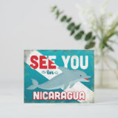 Nicaragua Dolphin - Retro Vintage Travel Briefkaart (Staand voorkant)