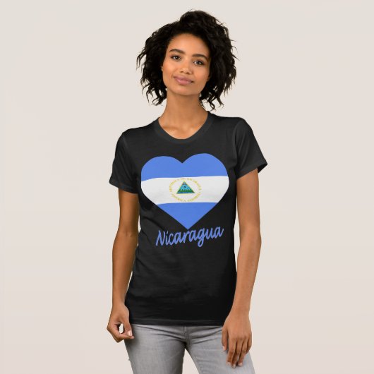 Nicaragua Flag Heart T-shirt (Voorkant volledig)