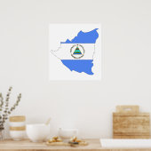 Nicaragua Flag Map van volledige grootte Poster (Keuken)