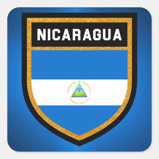 Nicaragua Flag Vierkante Sticker (Voorkant)