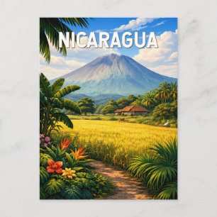 Nicaragua Illustratie Reis Kunst Vintage Briefkaart