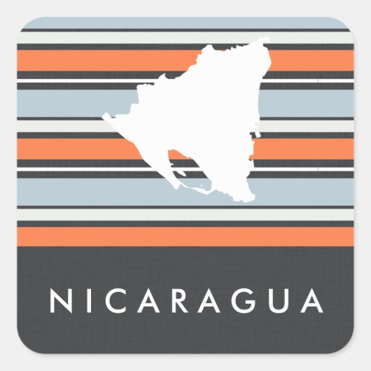 Nicaragua kaart: Moderne strepen Vierkante Sticker (Voorkant)