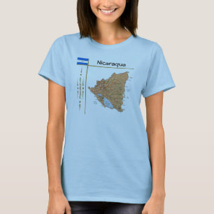 Nicaragua Kaart + Vlag + Titel T-Shirt