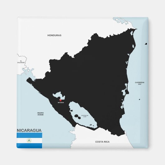 Nicaragua Landkaart Vlag Magneet (Voorkant)