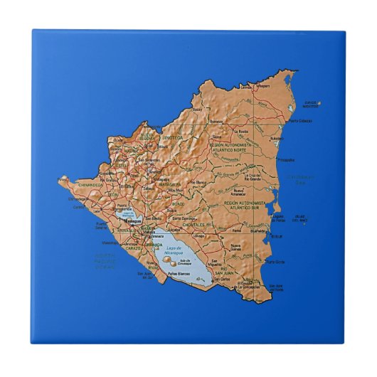 Nicaragua Map Tile Tegeltje (Voorkant)