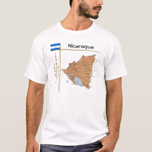 Nicaragua Map + Vlag + Titel T-Shirt