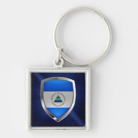 Nicaragua Metallic Emblem Sleutelhanger (Voorkant)