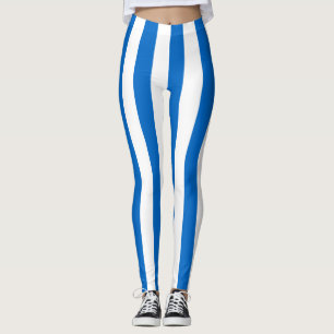 Nicaragua National Flag Colors Vertical Striped Leggings