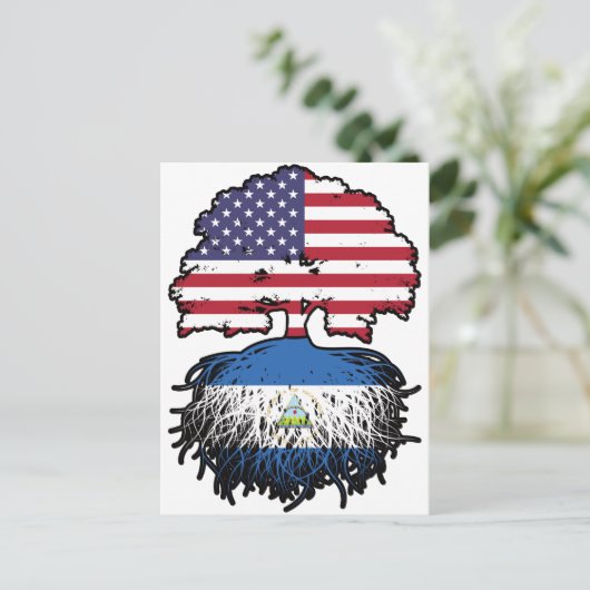 Nicaragua Nicaraguan American USA Tree Roots Flag Briefkaart (Staand voorkant)