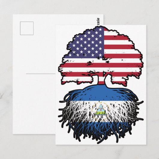 Nicaragua Nicaraguan American USA Tree Roots Flag Briefkaart (Voorkant / Achterkant)