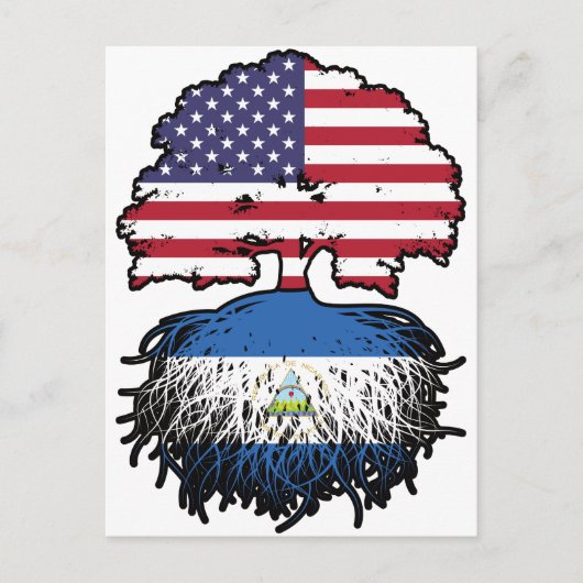 Nicaragua Nicaraguan American USA Tree Roots Flag Briefkaart (Voorkant)