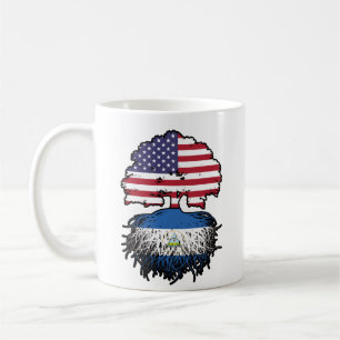 Nicaragua Nicaraguan American USA Tree Roots Flag Koffiemok