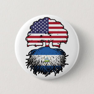 Nicaragua Nicaraguan American USA Tree Roots Flag Ronde Button 5,7 Cm