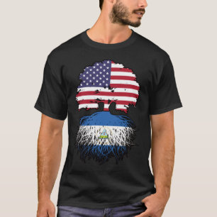 Nicaragua Nicaraguan American USA Tree Roots Flag T-shirt