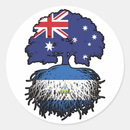 Nicaragua Nicaraguan Australian Australia Tree Ronde Sticker (Voorkant)