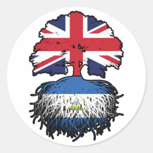 Nicaragua Nicaraguan - Brits - vlag over boomstamm Ronde Sticker