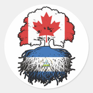 Nicaragua Nicaraguan Canadian Canada Tree Roots Ronde Sticker