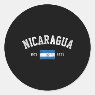 Nicaragua Opgericht in 1821 Nicaraguaanse Vlag Ona Ronde Sticker