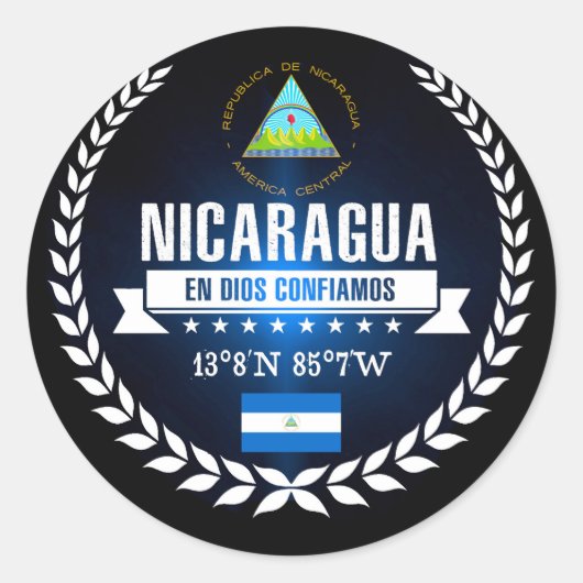 Nicaragua Ronde Sticker (Voorkant)