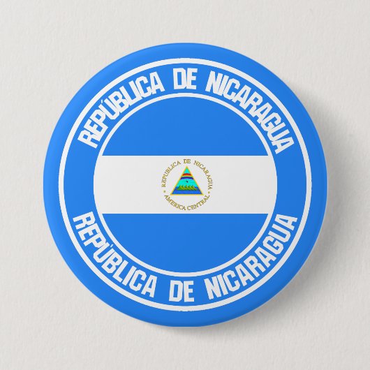 Nicaragua Round Emblem Ronde Button 7,6 Cm (Voorkant)