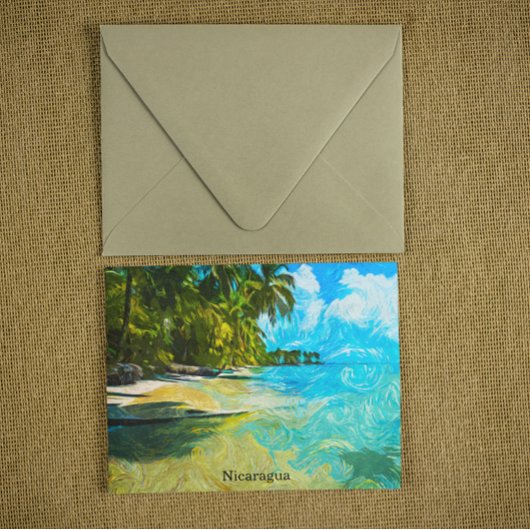 Nicaragua Tropical Scenery Oil Paint Beach Briefkaart