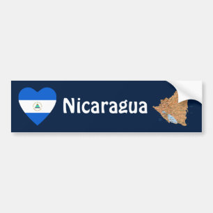 Nicaragua Vlag Hart + Landkaart Bumpersticker