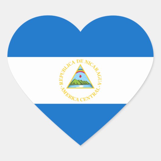 Nicaragua Vlag Hart Sticker (Voorkant)