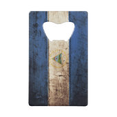 Nicaragua Vlag op de Oude Hout Grain Creditkaart Flessenopener (Achterkant)