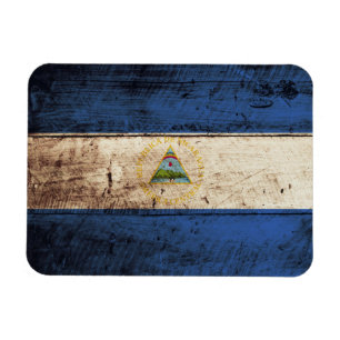 Nicaragua Vlag op de Oude Hout Grain Magneet