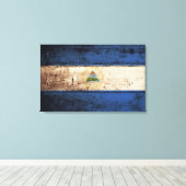 Nicaragua Vlag op oude houtnerf Canvas Afdruk (Insitu (Houten vloer))