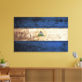 Nicaragua Vlag op oude houtnerf Canvas Afdruk (Insitu (Woonkamer))