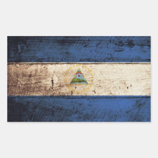 Nicaragua Vlag op oude houtnerf Rechthoekige Sticker (Voorkant)