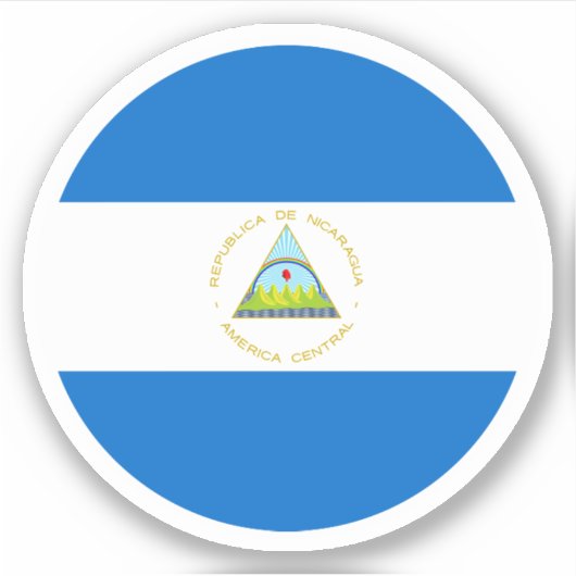 Nicaragua Vlag Ronde Sticker (Voorkant)
