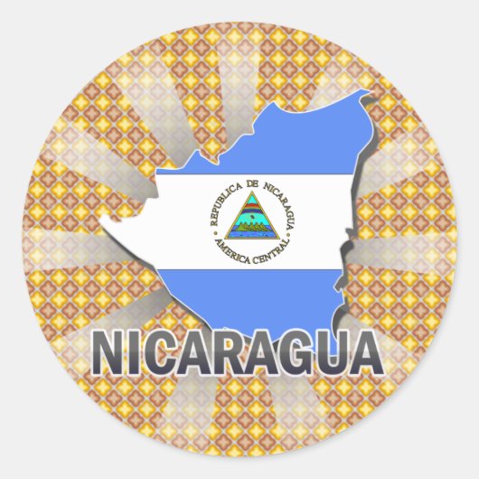 Nicaragua Vlaggenkaart 2.0 Ronde Sticker (Voorkant)