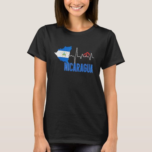 Nicaragua Vlaggenkaart Hartslag voor Nicaraguaanse T-shirt (Voorkant)