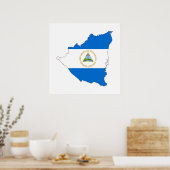 nicaragua : vlaggenkaartsymbool poster (Keuken)