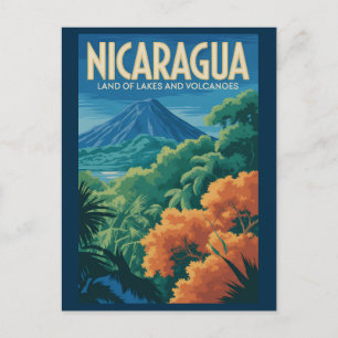 Nicaragua Vulkan Illustratie Reis Kunst Vintage Briefkaart