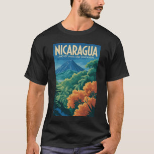 Nicaragua Vulkan Illustratie Reis Kunst Vintage T-shirt
