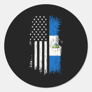 Nicaraguaanse Amerikaanse Vlaggentrots Nicaragua Ronde Sticker