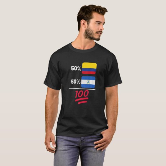 Nicaraguaanse plus Colombiaanse mix vlag erfgoed T-shirt (Voorkant volledig)