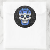Nicaraguaanse Vlaggensuikerschedel met Rozen Ronde Sticker (Tas)