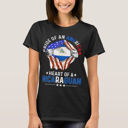 Nicaraguan American Foreign Nicaragua Flag T-shirt (Voorkant)
