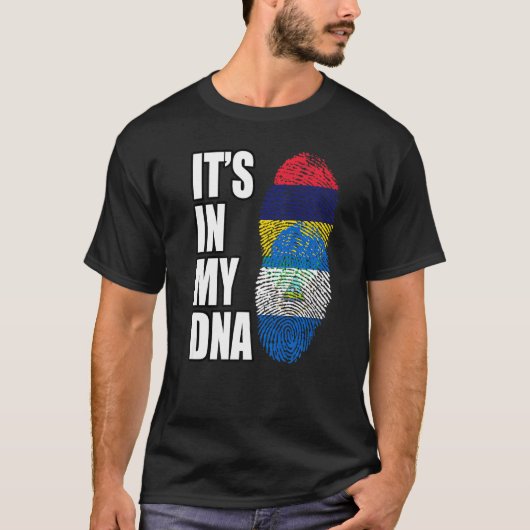 Nicaraguan en Mauritiaanse Mix Dna-vlag T-shirt (Voorkant)