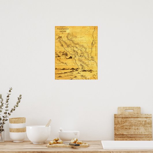 NicaraguaPanoramic MapNicaragua Poster (Keuken)