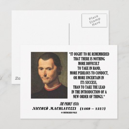 Niccolo Machiavelli Nieuwe Orde van de Dingen Quot Briefkaart (Voorkant / Achterkant)