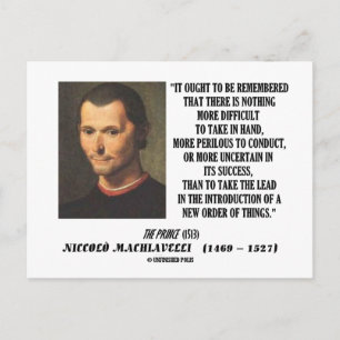 Niccolo Machiavelli nieuwe orde van zaken citeert Briefkaart