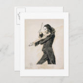 Niccolo Paganini die (1782-1840) Viool, 1 spelen Briefkaart (Voorkant / Achterkant)