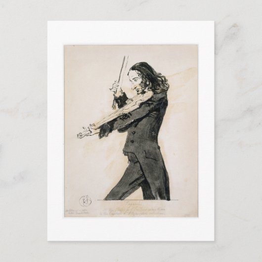 Niccolo Paganini die (1782-1840) Viool, 1 spelen Briefkaart (Voorkant)