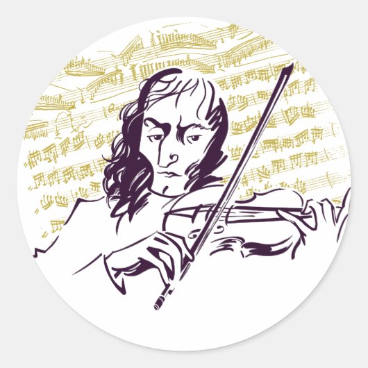 Niccolo Paganini Ronde Sticker (Voorkant)