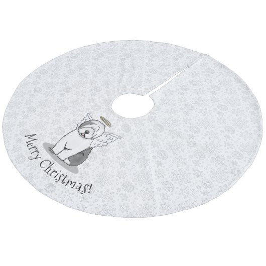 Nice Angel Old English Sheepdog (grijs 1) - Cute Fleece Kerstboom Rok (Gekanteld)